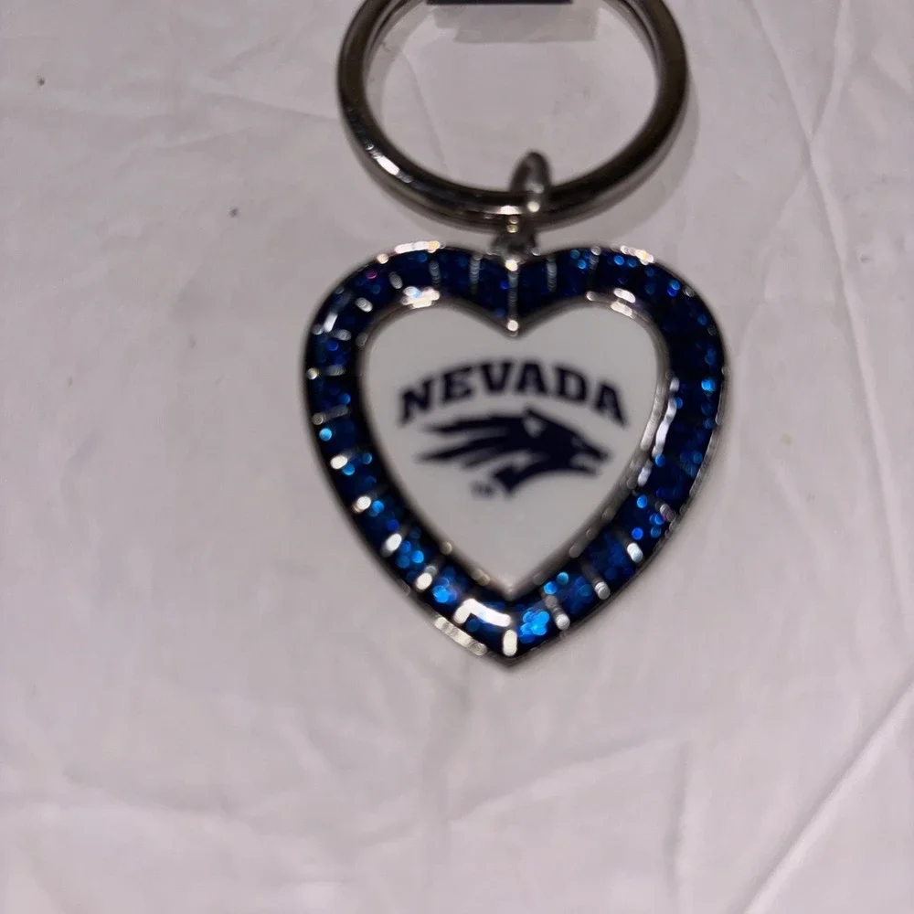 Rico Industries Nevada Wolf Pack Rhinestone Heart Keychain New